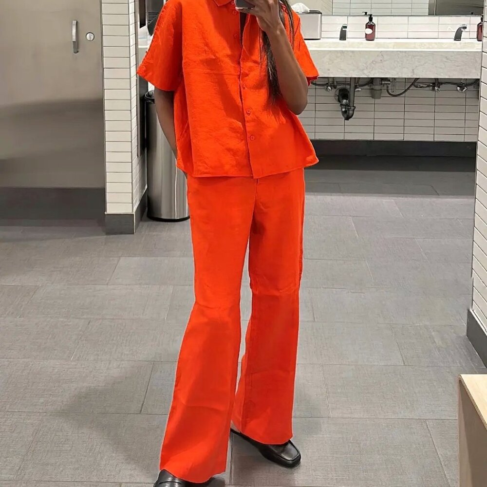 Cos Orange Pants and Shirt Set